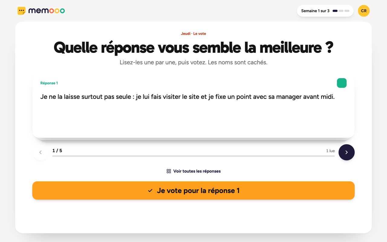 Le vote entre collègues dans Memooo